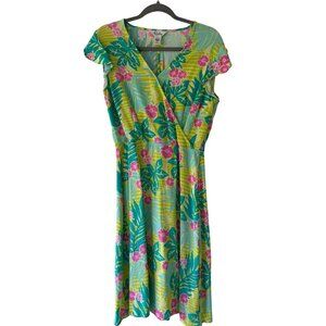 Vintage Lilly Pulitzer Floral Silk Blend  Faux Wrap Dress Size 8